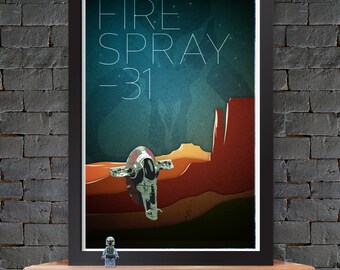STRATA STRIKE | Boba Fett - Slave 1 - Firespray-31 – Star Wars X-Wing Poster Lustre Print
