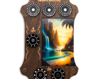 MTG Commander Zone Tray: Kona Wood & Acrylic Dials - Strata Strike - Island