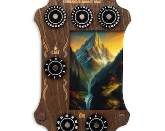 MTG Commander Zone Tray: Kona Wood & Acrylic Dials - Strata Strike - Mountain
