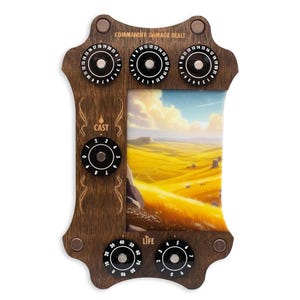 MTG Commander Tray - Kona Wood & Acrylic Dials - Celestial Spire - Strata Strike - Plains