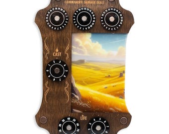 MTG Commander Zone Tray: Kona Wood & Acrylic Dials - Celestial Spire - Strata Strike - Plains