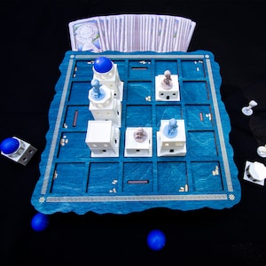 STRATA STRIKE | Santorini Game Board - Blue Stained Wood