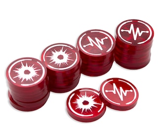 Shatterpoint Wound & Injury Tokens: Transparent Acrylic, Laser-Cut