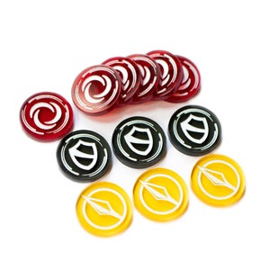 STRATA STRIKE | Flesh and Blood TCG compatible - Acrylic Tokens - 6 Resource, 3 Attack, 3 Armor tokens