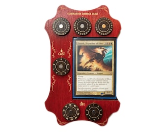 MTG Commander Zone Tray: Red & Kona Wood with Life Counters