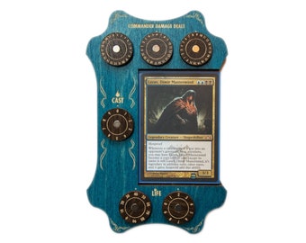 MTG Commander Zone Tray: Blue & Kona Wood with Dial Counters
