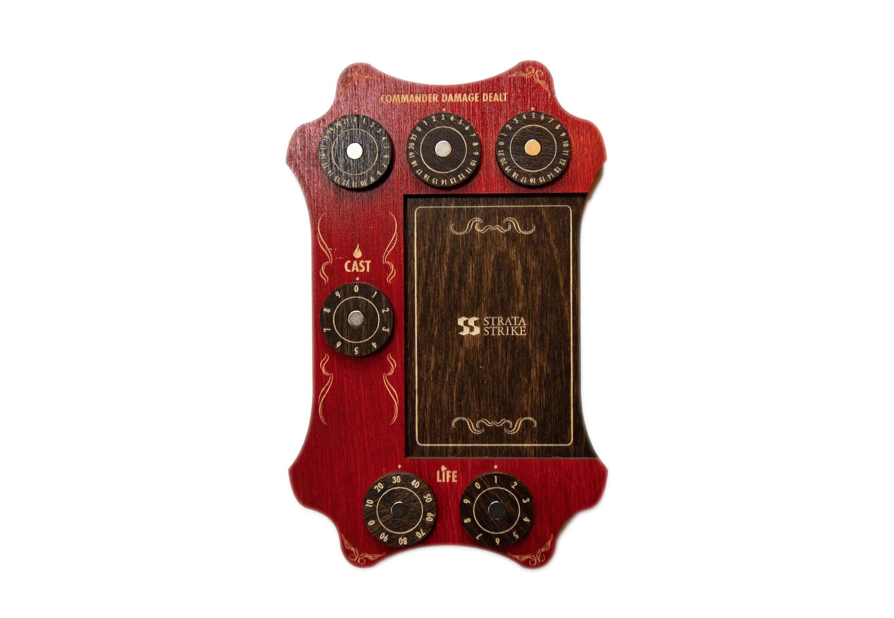Strata Strike Commander Command Zone Tray With Acrylic Dials - Handcrafted MTG/ Magic The Gathering Accessory