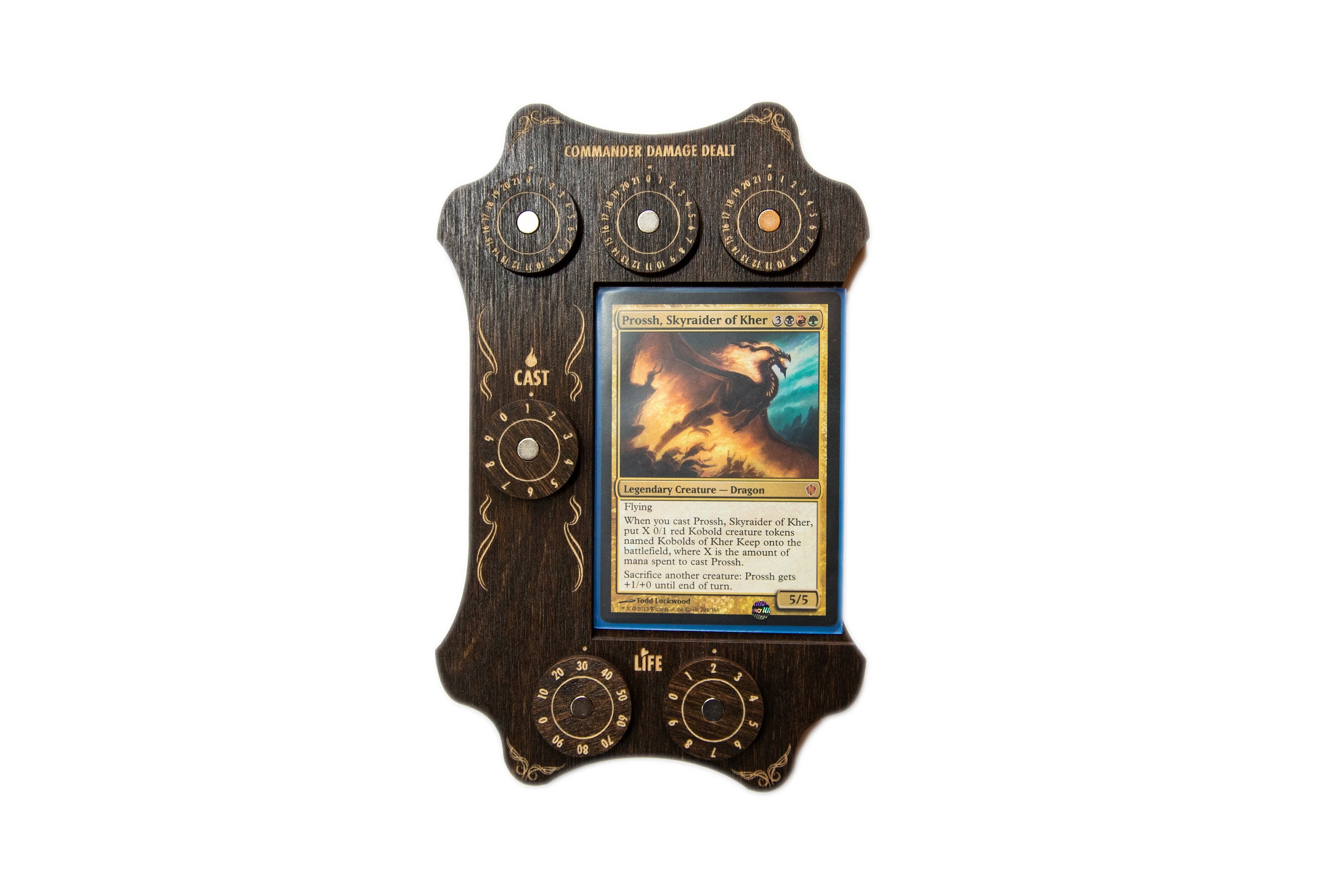 Kona Wood MTG Commander Zone Tray with Dial Counters - Strata Strike