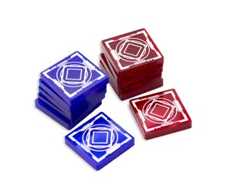Shatterpoint Compatible Acrylic Player Tokens: Red & Blue Set