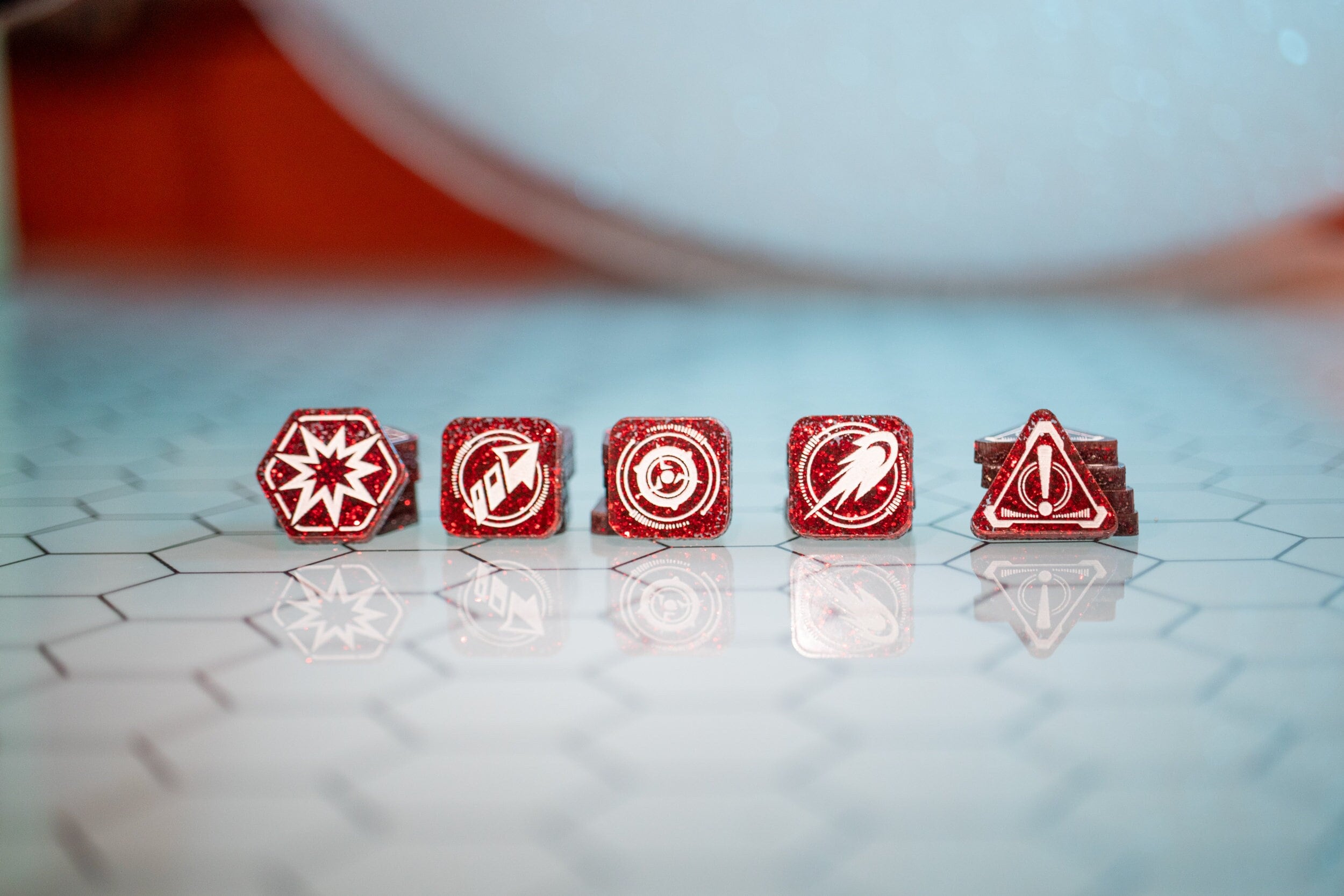 Red Glitter Acrylic Tokens: X-Wing Game Accessories