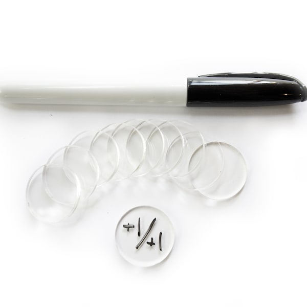 STRATA STRIKE | Pack of 10 - Dry Erase Acrylic Tokens, Counters, Reusable Disc - 1 Inch - Clear