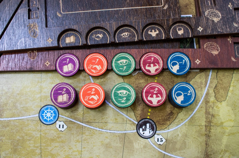 STRATA STRIKE Eldritch Horror Wooden Impairment Tokens Negative Skill Tokens image 1