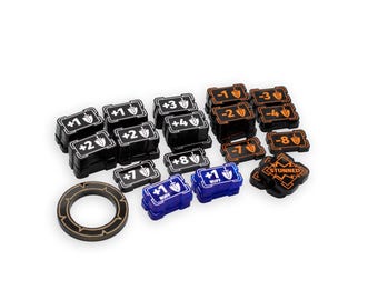 STRATA STRIKE | Riftbound TCG compatible | Might Modifier & Buff Transparent Acrylic Tokens – 49 Single-Sided Set