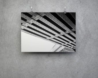 Highline blanco y negro en NYC Abstract Industrial Railway Photo - Arte de la pared