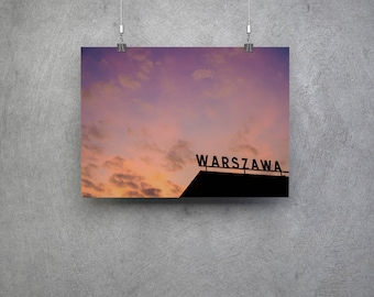 Photograph of Warsaw Warszawa Silhouette in Poland Wall Art Print Travel European Europe