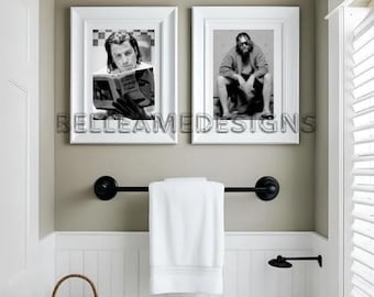 Pulp Fiction and Big Lebowski Bathroom Wall Art Bundle Decor Funny Movie Poster Prints 8x10, 11x14 Digital Download