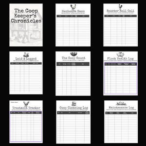 Paquete de registro de gallinero imprimible: hojas de seguimiento de gallinas y huevos / Planificador de gallinas de traspatio / Cuidado de animales de granja / Descarga digital PNG de 8,5 x 11 pulgadas
