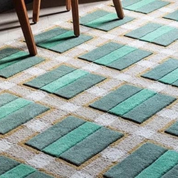 Evelina Berry green Hand Tufted Wool Area Rug Hand loop cut Wool Rug 5x8 6x9 7x10 8x10 9x12 9.6x14 Feet Large Area Rug Multi Colored