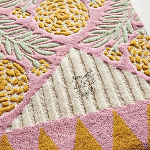 Floral rug Loop cut Hand-Tufted 100% Wool Handmade Area Rug for Home, Bedroom, Living Room, Kids Room,etc