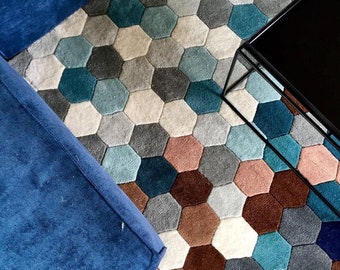 Hexagon Color full rugs 100% wool Handtufted for any room living room decors and carpets