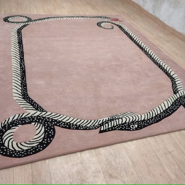 Serpent snake Rug Woolen carpet For Bedroom Living rom Animal rug Snake Rug for Living Room Bedroom Art Rug. Premium Hand Tufted Carpet