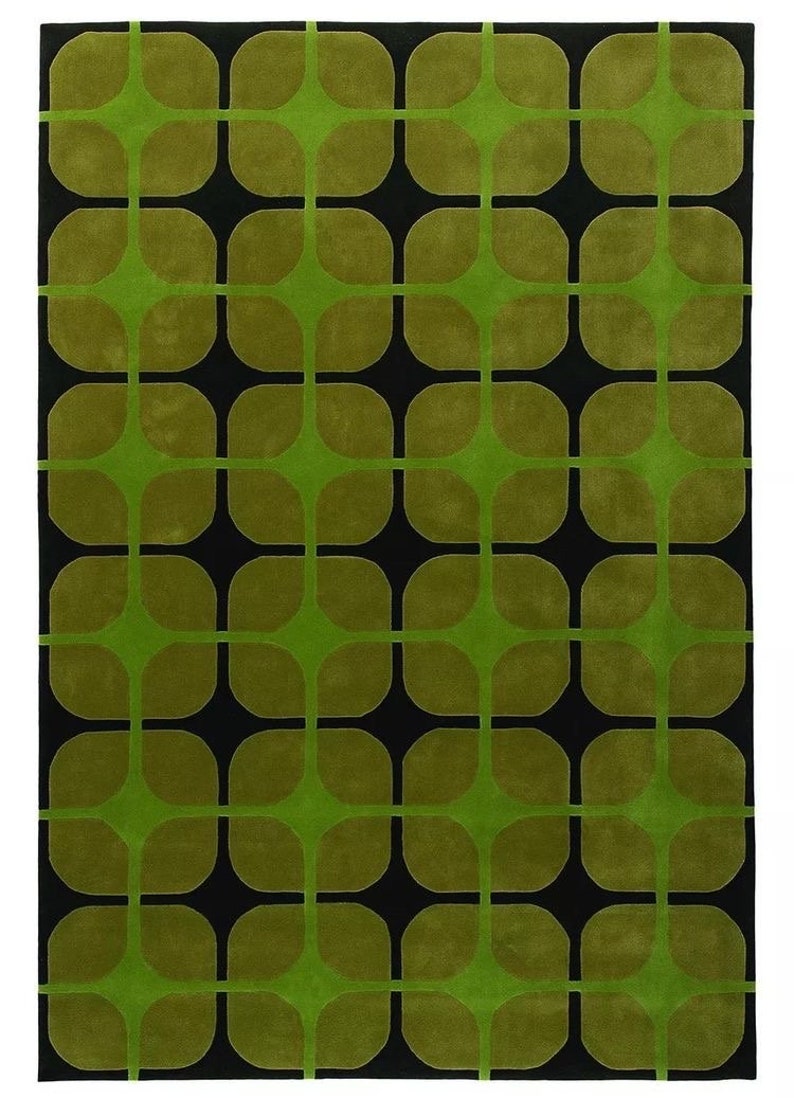 Green Loop Cut Rug Hand Tufted 100% Wool Area Rug Hand Made Rug 5x8 6x9 ...