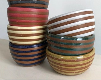 small striped bowls