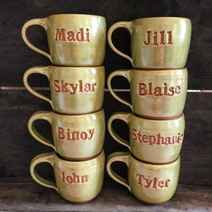 mug family in solid moss glaze