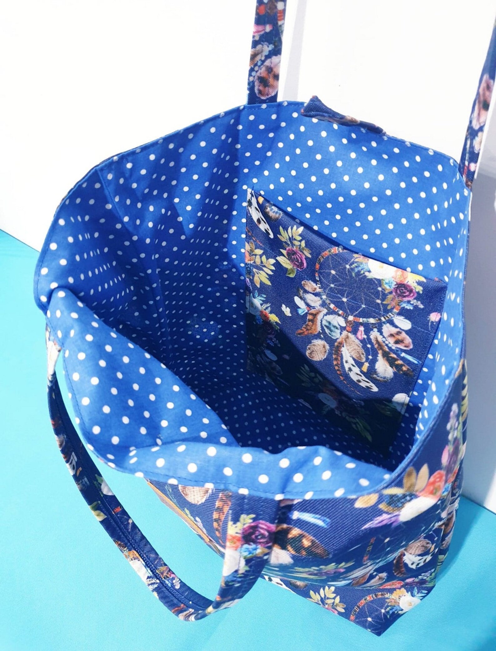 Dark blue tote bag made of waterproof fabric with dream Etsy
