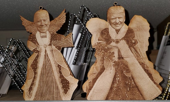 christmas laser wood file glowforge biden laser wood Glowforge ready Biden ornament +topper christmas topper