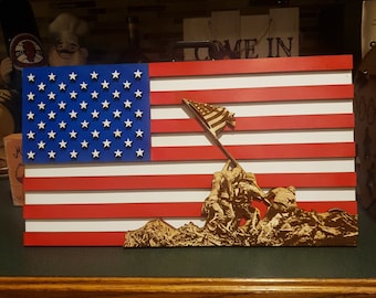 glowforge laser ready 3 layer iwo jima flag- usa - laser - glowforge - usa - america - marines -semper fidelis - red white and blue
