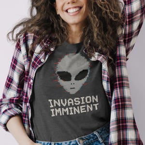 8-Bit Alien Invasion T-Shirt, Retro Gamer Tee, Sci-Fi Gift