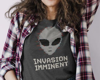 8-Bit Alien Invasion T-Shirt, Retro Gamer Tee, Sci-Fi Gift