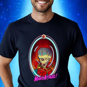 Mars Attacks Alien T-Shirt, Quirky Graphic Tee, Sci-Fi Art Shirt image 1