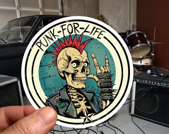 Sticker skelet Punk For Life - Rebel Rock Design