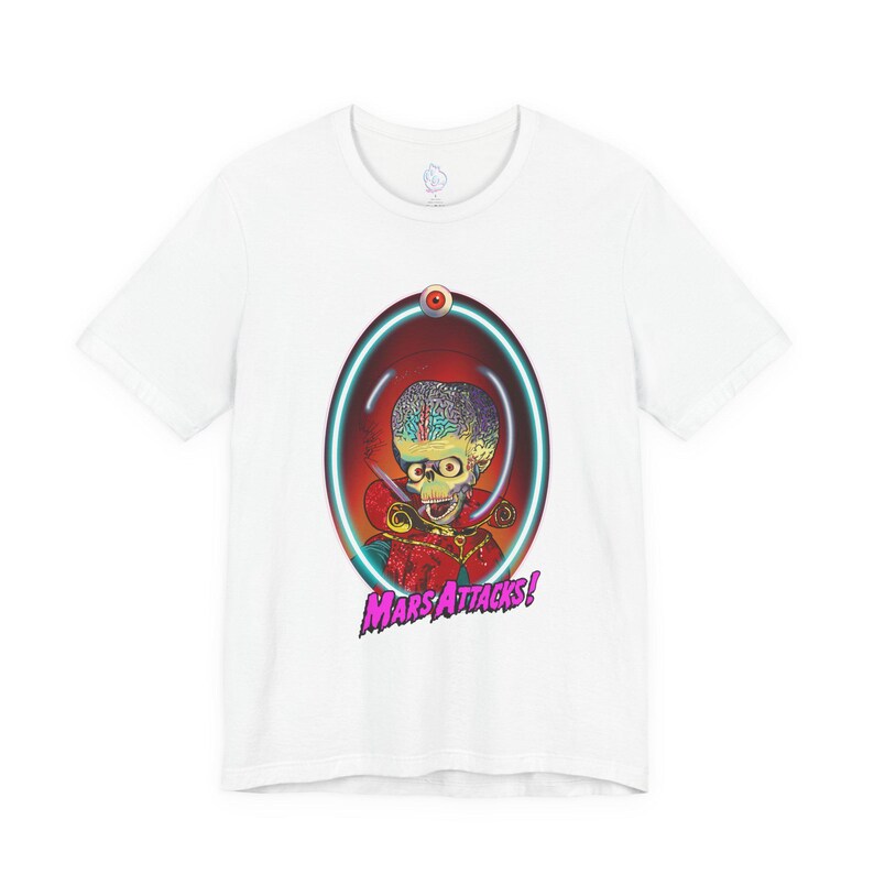 Mars Attacks Alien T-Shirt, Quirky Graphic Tee, Sci-Fi Art Shirt White