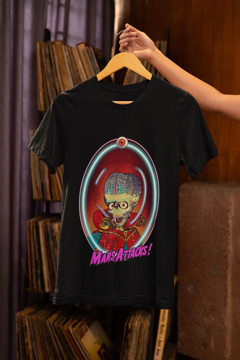 Mars Attacks Alien T-Shirt, Quirky Graphic Tee, Sci-Fi Art Shirt image 3