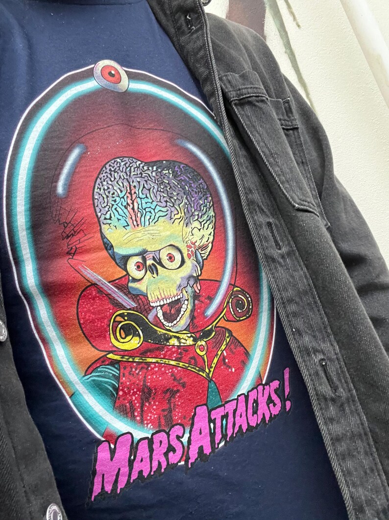 Mars Attacks Alien T-Shirt, Quirky Graphic Tee, Sci-Fi Art Shirt image 2