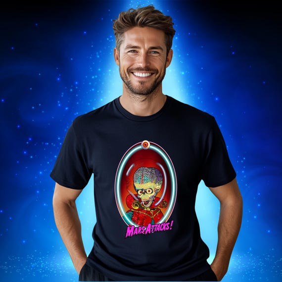 Mars Attacks Alien T-Shirt, Quirky Graphic Tee, Sci-Fi Art Shirt