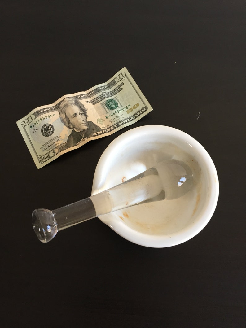 Medicine Bowl Grinder Mortar and Pestle Ceramic Bowl Glass Etsy