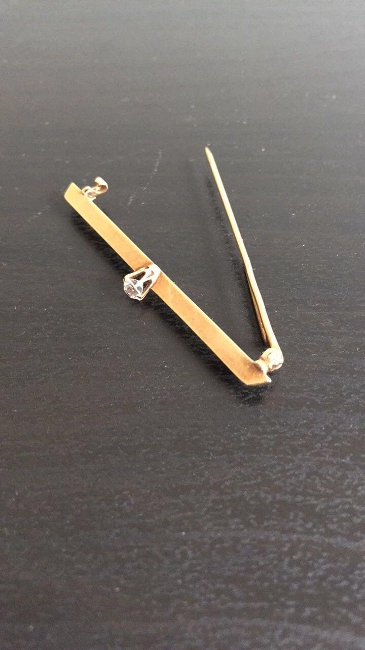 Mens Tie Pin 10-K Gold Diamond Tie Pin Vintage Jewelry | Etsy