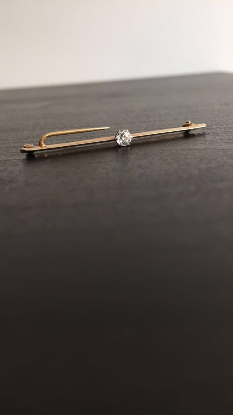 Mens Tie Pin 10K Gold Diamond Tie Pin Vintage Jewelry Etsy