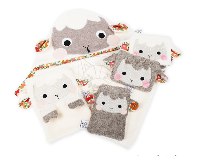 Patron de couture PDF Cape de bain Mouton, gant bébé, lingettes, DIY