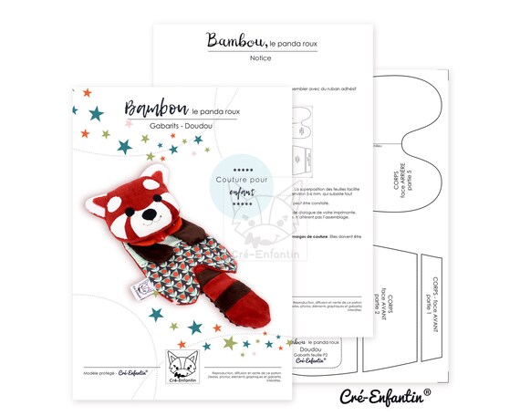 Patron De Couture Pdf Doudou Panda Roux Patron Jouet Souple Etsy