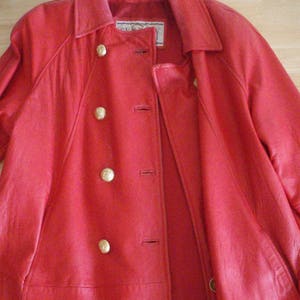 Women&#39;s Red Leather Coat - &#39;70s Vintage, Beautiful - women&#39;s small