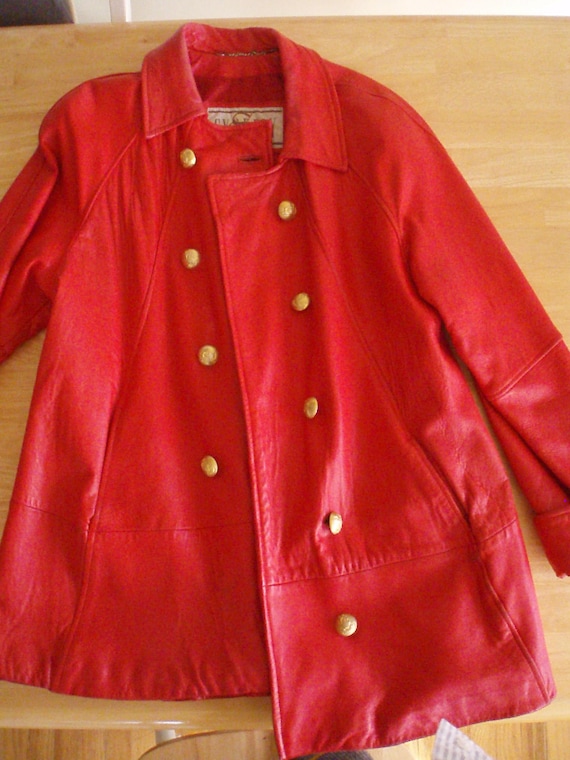 Women's Red Leather Coat - '70s Vintage, Beautifu… - image 2