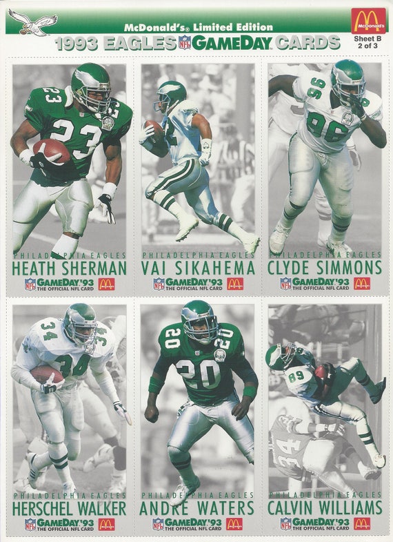 Philadelphia Eagles 1993 Mcdonald's Gameday Cards Sheet B 