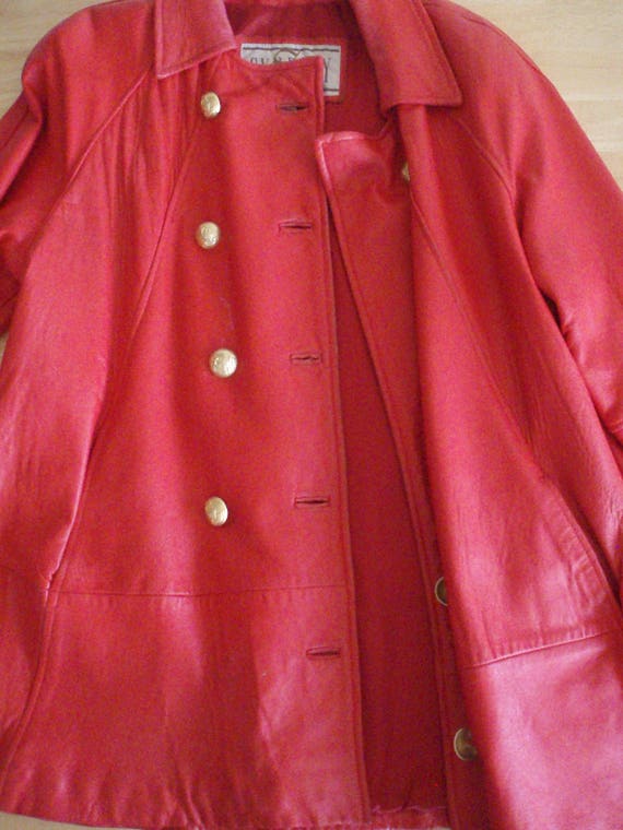 Women's Red Leather Coat - '70s Vintage, Beautiful