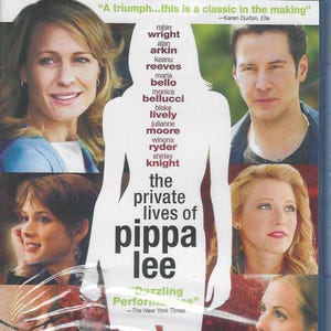 May include: A Blu-ray disc case for the film The Private Lives of Pippa Lee. The cover features a white silhouette of a woman overlaid with the cast list including Robin Wright, Keanu Reeves, and Winona Ryder, plus quotes from Elle and The New York Times.