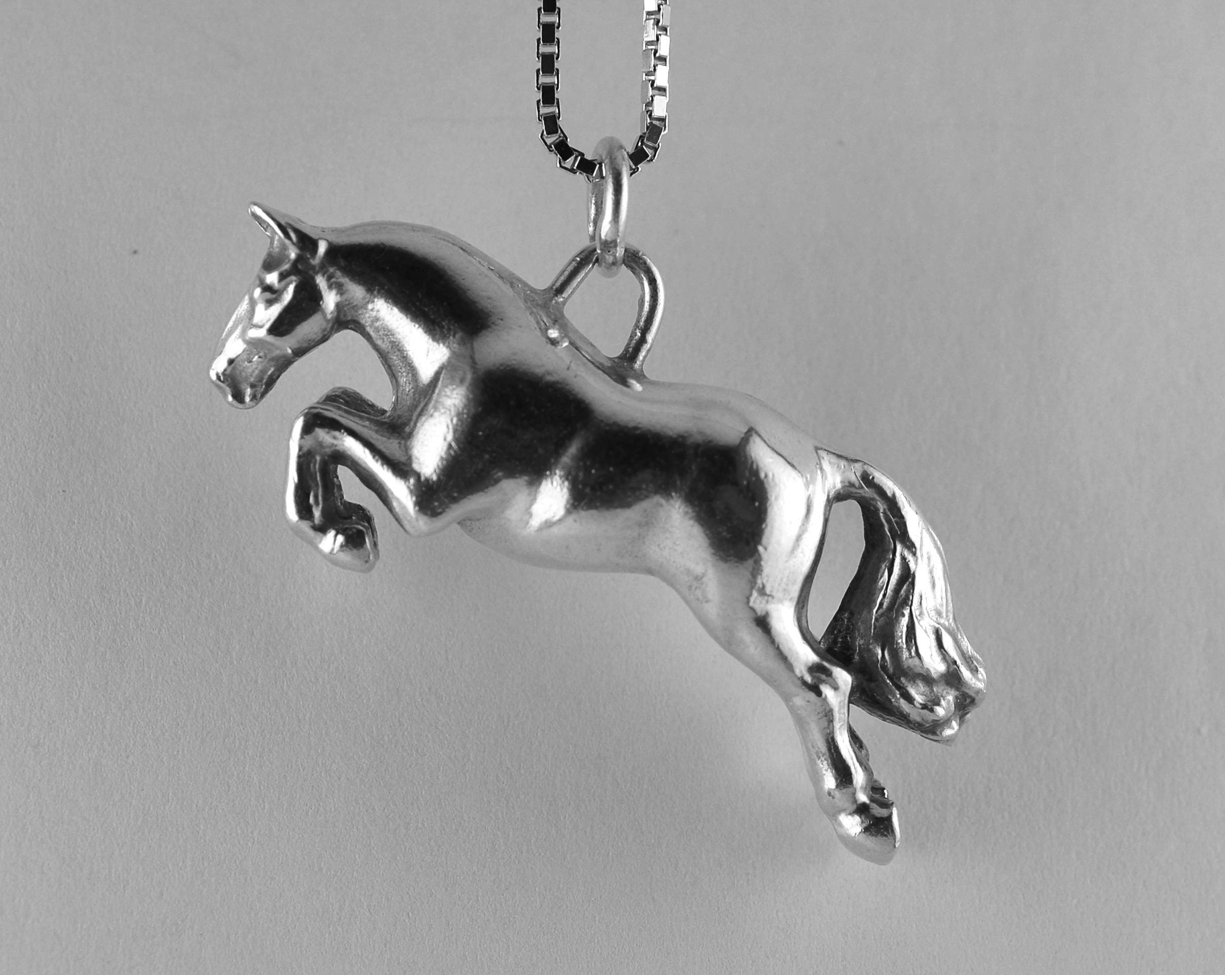 Jumping Horse Necklace in Sterling Silver / Horse gifts / Etsy